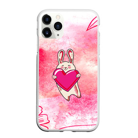Чехол для iPhone 11 Pro матовый с принтом Влюбленный Зайчик в Тюмени, Силикон |  | like | love | loveis | pink | валентин | влюбленным | женщинам | животные | зайка | зайчик | заяц | звери | каваи | кролик | лапки | люблю | любовь | мордочка | няшный | подарок | прикольный | сердечки | сердце