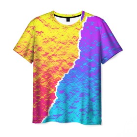 Мужская футболка 3D с принтом Цветные переливы в Тюмени, 100% полиэфир | прямой крой, круглый вырез горловины, длина до линии бедер | абстрактный | блестящие | волны | геометрия | градиент | краски | летний | лето | море | небо | неоновые | облака | океан | перламутр | поп | радуга | радужный | разноцветные | река | ретро | русалка