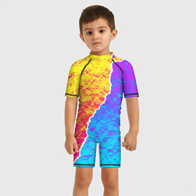 Детский купальный костюм 3D с принтом Цветные переливы в Тюмени, Полиэстер 85%, Спандекс 15% | застежка на молнии на спине | абстрактный | блестящие | волны | геометрия | градиент | краски | летний | лето | море | небо | неоновые | облака | океан | перламутр | поп | радуга | радужный | разноцветные | река | ретро | русалка