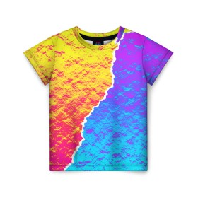 Детская футболка 3D с принтом Цветные переливы в Тюмени, 100% гипоаллергенный полиэфир | прямой крой, круглый вырез горловины, длина до линии бедер, чуть спущенное плечо, ткань немного тянется | Тематика изображения на принте: абстрактный | блестящие | волны | геометрия | градиент | краски | летний | лето | море | небо | неоновые | облака | океан | перламутр | поп | радуга | радужный | разноцветные | река | ретро | русалка