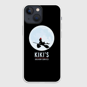 Чехол для iPhone 13 mini с принтом KIKIS DELIVERY SERVICE. Кики на фоне Луны в Тюмени,  |  | delivery | kiki | service | аниме | ведьмина | ведьмочка | горо | дзидзи | доставки | замок | кики | магия | миядзаки | служба | тоторо | хаяо | ходячий