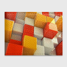 Обложка для студенческого билета с принтом КУБЫ 3D в Тюмени, натуральная кожа | Размер: 11*8 см; Печать на всей внешней стороне | abstract | abstraction | geometry | line | pattern | psy | абстрактный | абстракция | геометрия | краски | кубики | линии | неоновые | неоновый | психоделика | текстура