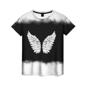 Женская футболка 3D с принтом Im an angel в Тюмени, 100% полиэфир ( синтетическое хлопкоподобное полотно) | прямой крой, круглый вырез горловины, длина до линии бедер | angel | birds | fly | wings | ангел | бабочка | богиня | воздушный | демон | дым | космос | крылья | лебедь | летать | летучий | милые | мифические | небесный | небо | облако | пегас | перья | прикольные | птица | рай