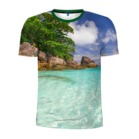 Мужская футболка 3D спортивная с принтом Пхукет в Тюмени, 100% полиэстер с улучшенными характеристиками | приталенный силуэт, круглая горловина, широкие плечи, сужается к линии бедра | phuket | бангкок | королевство | курорт | море | острова | отдых | пальмы | песок | пляж | природа | путешествие | солнце | тай | тайланд