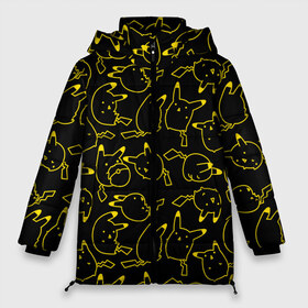 Женская зимняя куртка 3D с принтом Покемоны в Тюмени, верх — 100% полиэстер; подкладка — 100% полиэстер; утеплитель — 100% полиэстер | длина ниже бедра, силуэт Оверсайз. Есть воротник-стойка, отстегивающийся капюшон и ветрозащитная планка. 

Боковые карманы с листочкой на кнопках и внутренний карман на молнии | doodling | pikachu | pokemon | textures | дудлинг | желтый покемон | пика пика | пикачу | покемон | покемоны | стикербомбинг | текстуры | фон