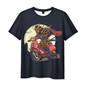 Мужская футболка 3D с принтом Samurai Biker (Z) в Тюмени, 100% полиэфир | прямой крой, круглый вырез горловины, длина до линии бедер | 2020 | auto | bike | moto | motorcycle | samurai | sport | авто | автомобиль | автомобильные | байк | бренд | буке | воин | вояк | марка | машины | мононофу | мото | мотоциклы | мститель | мушя | ниндзя | сабурай | самурай | слуга