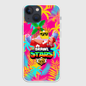 Чехол для iPhone 13 mini с принтом BRAWL STARS SPROUT TROPICAL в Тюмени,  |  | bibi | brawl stars | coach mike | crow | evil gene | gale | gene | leon | leon shark | max | mecha crow | mortis | mr.p | nani | phoenix | sally leon | sandy | spike | sprout | tara | virus 8 bit | werewolf | ворон | джин | оборотень