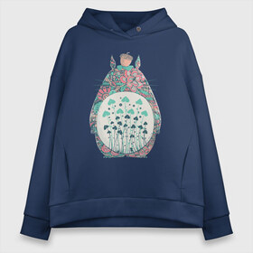 Женское худи Oversize хлопок с принтом Flower Totoro в Тюмени, френч-терри — 70% хлопок, 30% полиэстер. Мягкий теплый начес внутри —100% хлопок | боковые карманы, эластичные манжеты и нижняя кромка, капюшон на магнитной кнопке | forest | ghibli | japan | miyazaki | nature | neigbor | neighbour | totoro | анимация | аниме | гибли | друг | животные | лес | любовь | милый | мир | миядзаки | мульт | мультфильм | приключения | природа | сказка | сосед | тоторо