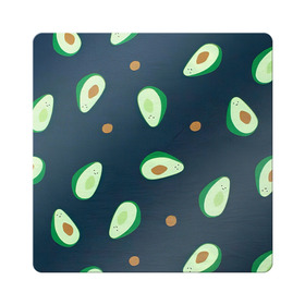 Магнит виниловый Квадрат с принтом Авокадо в Тюмени, полимерный материал с магнитным слоем | размер 9*9 см, закругленные углы | Тематика изображения на принте: авокадо | арт | зеленый | косточка | разрез | рисунок | темный | фрукт | черный