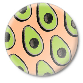 Значок с принтом Авокадо в Тюмени,  металл | круглая форма, металлическая застежка в виде булавки | авокадо | арт | краски | рисунок | фрукт