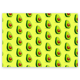 Поздравительная открытка с принтом Авокадо в Тюмени, 100% бумага | плотность бумаги 280 г/м2, матовая, на обратной стороне линовка и место для марки
 | Тематика изображения на принте: авокадо | арт | в разрезе | вкусно | вкусный фрукт | желтый | зеленый | косточка | крупная косточка | разрез | рисунок | сладко | сочно | фрукт