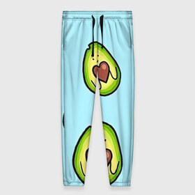 Женские брюки 3D с принтом Милое авокадо в Тюмени, полиэстер 100% | прямой крой, два кармана без застежек по бокам, с мягкой трикотажной резинкой на поясе и по низу штанин. В поясе для дополнительного комфорта — широкие завязки | Тематика изображения на принте: авокадо | арт | вкусняшка | мило | милое | рисунок | сердечко | сердце | фрукт | шоколад