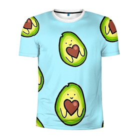 Мужская футболка 3D спортивная с принтом Милое авокадо в Тюмени, 100% полиэстер с улучшенными характеристиками | приталенный силуэт, круглая горловина, широкие плечи, сужается к линии бедра | авокадо | арт | вкусняшка | мило | милое | рисунок | сердечко | сердце | фрукт | шоколад