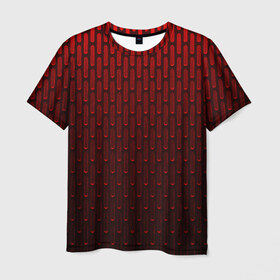 Мужская футболка 3D с принтом текстура красный градиент в Тюмени, 100% полиэфир | прямой крой, круглый вырез горловины, длина до линии бедер | геометрия | градиент | красный | линии | поверхность | простота | симметрия | текстура | точки | черный