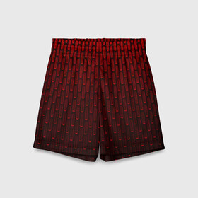 Детские спортивные шорты 3D с принтом текстура красный градиент в Тюмени,  100% полиэстер
 | пояс оформлен широкой мягкой резинкой, ткань тянется
 | геометрия | градиент | красный | линии | поверхность | простота | симметрия | текстура | точки | черный