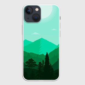 Чехол для iPhone 13 mini с принтом Горы пейзаж дикая природа в Тюмени,  |  | вектор | горы | зеленый | лето | образ | отдых | пейзаж | природа | рисунок | силуэт | солнце