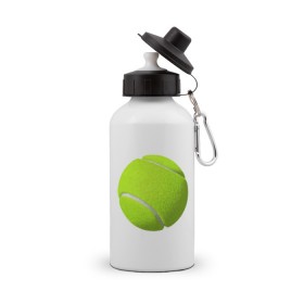 Бутылка спортивная с принтом Теннис в Тюмени, металл | емкость — 500 мл, в комплекте две пластиковые крышки и карабин для крепления | Тематика изображения на принте: exclusive merch | большой | игра | мяч | спорт | теннис