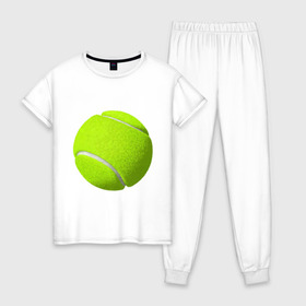 Женская пижама хлопок с принтом Теннис в Тюмени, 100% хлопок | брюки и футболка прямого кроя, без карманов, на брюках мягкая резинка на поясе и по низу штанин | exclusive merch | большой | игра | мяч | спорт | теннис