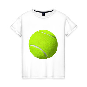 Женская футболка хлопок с принтом Теннис в Тюмени, 100% хлопок | прямой крой, круглый вырез горловины, длина до линии бедер, слегка спущенное плечо | exclusive merch | большой | игра | мяч | спорт | теннис