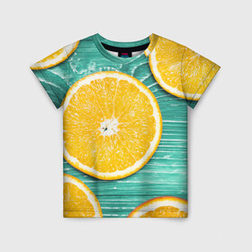 Детская футболка 3D с принтом Апельсины в Тюмени, 100% гипоаллергенный полиэфир | прямой крой, круглый вырез горловины, длина до линии бедер, чуть спущенное плечо, ткань немного тянется | апельсин | дерево | лето | фрукты