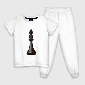 Детская пижама хлопок с принтом Король в Тюмени, 100% хлопок |  брюки и футболка прямого кроя, без карманов, на брюках мягкая резинка на поясе и по низу штанин
 | Тематика изображения на принте: exclusive merch | игра | интеллектуальная | король | спорт | фигура | шахматы
