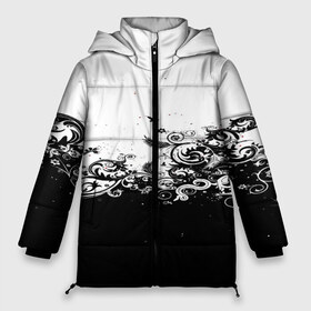 Женская зимняя куртка 3D с принтом узоры линии черный белый чб в Тюмени, верх — 100% полиэстер; подкладка — 100% полиэстер; утеплитель — 100% полиэстер | длина ниже бедра, силуэт Оверсайз. Есть воротник-стойка, отстегивающийся капюшон и ветрозащитная планка. 

Боковые карманы с листочкой на кнопках и внутренний карман на молнии | белый | дудлы | закрученный | линии | микс | спирали | узоры | чб | черный