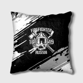 Подушка 3D с принтом FIREFIGHTER 1649 RUSSIA в Тюмени, наволочка – 100% полиэстер, наполнитель – холлофайбер (легкий наполнитель, не вызывает аллергию). | состоит из подушки и наволочки. Наволочка на молнии, легко снимается для стирки | Тематика изображения на принте: 112 | 27 декабря | firefighter | багор | белая | герб | гкчс | знак | лого | логотип | маска | мчс | мчсник | пожарная охрана | пожарник | пожарный | пч | россии | рф | серая | символ | служба | состаренная