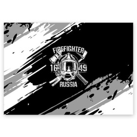 Поздравительная открытка с принтом FIREFIGHTER 1649 RUSSIA в Тюмени, 100% бумага | плотность бумаги 280 г/м2, матовая, на обратной стороне линовка и место для марки
 | Тематика изображения на принте: 112 | 27 декабря | firefighter | багор | белая | герб | гкчс | знак | лого | логотип | маска | мчс | мчсник | пожарная охрана | пожарник | пожарный | пч | россии | рф | серая | символ | служба | состаренная