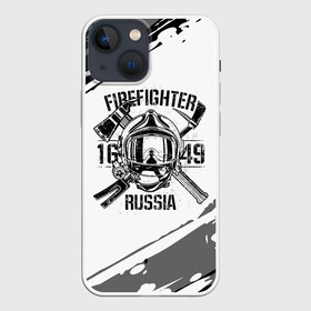 Чехол для iPhone 13 mini с принтом FIREFIGHTER 1649 RUSSIA в Тюмени,  |  | 112 | 27 декабря | firefighter | багор | белая | герб | гкчс | знак | лого | логотип | маска | мчс | мчсник | пожарная охрана | пожарник | пожарный | пч | россии | рф | серая | символ | служба | состаренная