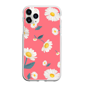 Чехол для iPhone 11 Pro матовый с принтом Ромашки в Тюмени, Силикон |  | белый | для девушек | желтый | летний принт | листочки цветов | розовый фон | ромашка | ромашки | цветочки | цветы