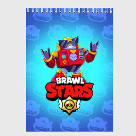 Скетчбук с принтом Вольт - Brawl Stars в Тюмени, 100% бумага
 | 48 листов, плотность листов — 100 г/м2, плотность картонной обложки — 250 г/м2. Листы скреплены сверху удобной пружинной спиралью | Тематика изображения на принте: surge | volt | бравл | бравлер | бравлпасс | бравлстарс | бравлстарсигра | бравлстарсновыйперс | бравлы | новый перс | перс бравл | робот | сурж