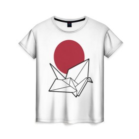 Женская футболка 3D с принтом Бумажный журавль (Z) в Тюмени, 100% полиэфир ( синтетическое хлопкоподобное полотно) | прямой крой, круглый вырез горловины, длина до линии бедер | japan | асихара но накацукуни | бумажный журавль | государство япония | журавль | ниппон | нихон | ооясимагуни | оригами | сложенная бумага | страна восходящего солнца | традиции | традиция | япония