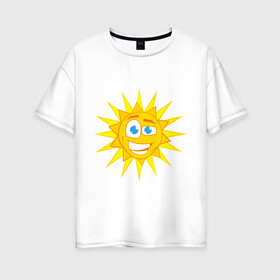 Женская футболка хлопок Oversize с принтом Летнее солнце в Тюмени, 100% хлопок | свободный крой, круглый ворот, спущенный рукав, длина до линии бедер
 | exclusive merch | зной | каникулы | лето | отпуск | солнце | солнышко