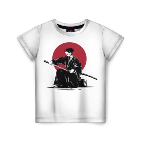 Детская футболка 3D с принтом Японский самурай (Z) в Тюмени, 100% гипоаллергенный полиэфир | прямой крой, круглый вырез горловины, длина до линии бедер, чуть спущенное плечо, ткань немного тянется | japan | ninja | samurai | асихара но накацукуни | буке | воин | вояк | государство япония | мононофу | мститель | мушя | ниндзя | ниппон | нихон | ооясимагуни | сабурай | самурай | слуга | солдат