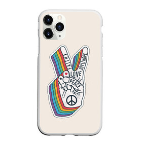 Чехол для iPhone 11 Pro матовый с принтом PEACE and LOVE (Z) в Тюмени, Силикон |  | hope | love | peace | два пальца | жесть | знак | любить | любовь | мир | радуга | хипи | хиппи