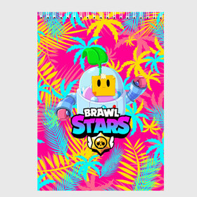 Скетчбук с принтом BRAWL STARS SPROUT TROPICAL в Тюмени, 100% бумага
 | 48 листов, плотность листов — 100 г/м2, плотность картонной обложки — 250 г/м2. Листы скреплены сверху удобной пружинной спиралью | bibi | brawl stars | coach mike | crow | evil gene | gale | gene | leon | leon shark | max | mecha crow | mortis | mr.p | nani | phoenix | sally leon | sandy | spike | sprout | surge | tara | virus 8 bit | werewolf | волна | ворон | джин | л