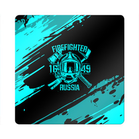 Магнит виниловый Квадрат с принтом FIREFIGHTER 1649 RUSSIA в Тюмени, полимерный материал с магнитным слоем | размер 9*9 см, закругленные углы | 112 | firefighter | багор | бирюзовая | герб | гкчс | голубая | знак | лого | логотип | мчс | мчсник | пожарная охрана | пожарник | пожарный | пч | россии | рф | серая | символ | синяя | служба | спасатель