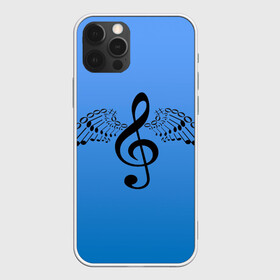Чехол для iPhone 12 Pro Max с принтом Скрипичный ключ и крылья ноты в Тюмени, Силикон |  | арт | звук | крыло | крылья | музыка | музыкант | ноты | символ | скрипичный ключ | фортепиано