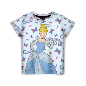 Детская футболка 3D с принтом Cinderella Disney Princess в Тюмени, 100% гипоаллергенный полиэфир | прямой крой, круглый вырез горловины, длина до линии бедер, чуть спущенное плечо, ткань немного тянется | Тематика изображения на принте: 