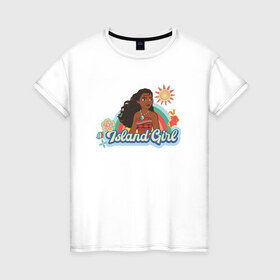 Женская футболка хлопок с принтом Moana Disney Princess в Тюмени, 100% хлопок | прямой крой, круглый вырез горловины, длина до линии бедер, слегка спущенное плечо | Тематика изображения на принте: disney princess | moana | vdkimel | моана