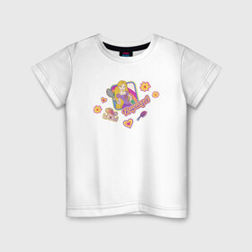 Детская футболка хлопок с принтом Tangled Disney Princess в Тюмени, 100% хлопок | круглый вырез горловины, полуприлегающий силуэт, длина до линии бедер | disney princess | tangled | vdkimel | рапунцель