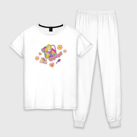Женская пижама хлопок с принтом Tangled Disney Princess в Тюмени, 100% хлопок | брюки и футболка прямого кроя, без карманов, на брюках мягкая резинка на поясе и по низу штанин | disney princess | tangled | vdkimel | рапунцель