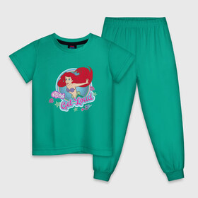 Детская пижама хлопок с принтом The Little Mermaid Ariel в Тюмени, 100% хлопок |  брюки и футболка прямого кроя, без карманов, на брюках мягкая резинка на поясе и по низу штанин
 | ariel | disney princess | the little mermaid | vdkimel | ариэль | русалочка