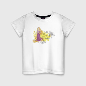 Детская футболка хлопок с принтом Tangled Disney Princess в Тюмени, 100% хлопок | круглый вырез горловины, полуприлегающий силуэт, длина до линии бедер | 