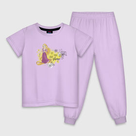 Детская пижама хлопок с принтом Tangled Disney Princess в Тюмени, 100% хлопок |  брюки и футболка прямого кроя, без карманов, на брюках мягкая резинка на поясе и по низу штанин
 | Тематика изображения на принте: 