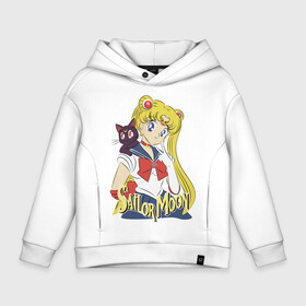 Детское худи Oversize хлопок с принтом Sailor Moon & Luna в Тюмени, френч-терри — 70% хлопок, 30% полиэстер. Мягкий теплый начес внутри —100% хлопок | боковые карманы, эластичные манжеты и нижняя кромка, капюшон на магнитной кнопке | cat | girl | kitty | luna | moon | sailor moon | sailormoon | девочка | кот | котик | котэ | кошка | луна | мультяшка | сейлормун | сэйлор мун