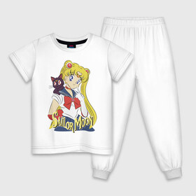 Детская пижама хлопок с принтом Sailor Moon & Luna в Тюмени, 100% хлопок |  брюки и футболка прямого кроя, без карманов, на брюках мягкая резинка на поясе и по низу штанин
 | cat | girl | kitty | luna | moon | sailor moon | sailormoon | девочка | кот | котик | котэ | кошка | луна | мультяшка | сейлормун | сэйлор мун