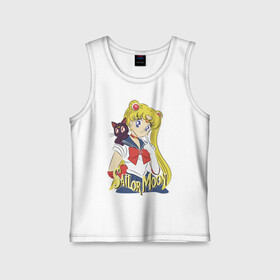 Детская майка хлопок с принтом Sailor Moon & Luna в Тюмени,  |  | cat | girl | kitty | luna | moon | sailor moon | sailormoon | девочка | кот | котик | котэ | кошка | луна | мультяшка | сейлормун | сэйлор мун