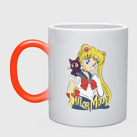 Кружка хамелеон с принтом Sailor Moon & Luna в Тюмени, керамика | меняет цвет при нагревании, емкость 330 мл | cat | girl | kitty | luna | moon | sailor moon | sailormoon | девочка | кот | котик | котэ | кошка | луна | мультяшка | сейлормун | сэйлор мун