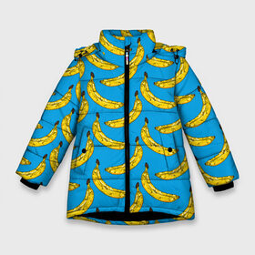 Зимняя куртка для девочек 3D с принтом Go Bananas в Тюмени, ткань верха — 100% полиэстер; подклад — 100% полиэстер, утеплитель — 100% полиэстер. | длина ниже бедра, удлиненная спинка, воротник стойка и отстегивающийся капюшон. Есть боковые карманы с листочкой на кнопках, утяжки по низу изделия и внутренний карман на молнии. 

Предусмотрены светоотражающий принт на спинке, радужный светоотражающий элемент на пуллере молнии и на резинке для утяжки. | food | fruits | банан | бананчики | бананы | вкусняшки | десерт | джунгли | еда | летний | лето | море | обезьяна | овощи | океан | острова | отдых | отпуск | пальмы | плоды | пляж | природа | рай | сладкие